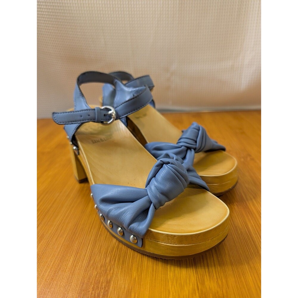 Sam & Libby Retro 70s Blue Platform Clog Sandal w/ Block Heel CASSIA 6 (Y12)